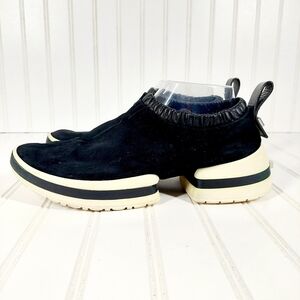 Stuart Weitzman Striped Sole Suede Black Women's Slip-On Sneakers A465